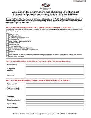Food Business Establishment Approval Application