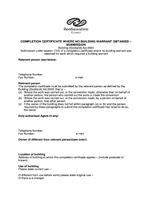 Completion Certificate for Unauthorized Building Work