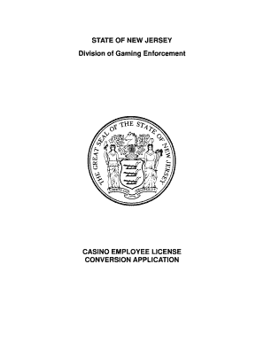 New Jersey Casino Employee License Conversion Application