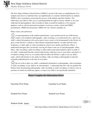 New Hope-Solebury School District Media Release Form