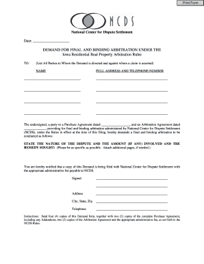 Fillable Online ncdsusa Residential Real Property Demand for ...