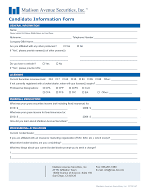 Candidate Information Form