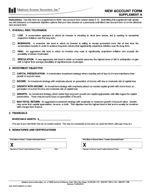 New Account Form Supplement A