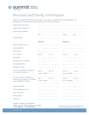 Personal and Family Information Form