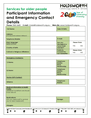 Participant Information and Emergency Contact Form