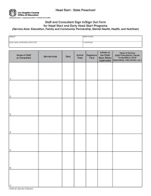 head start staff sign in and out form