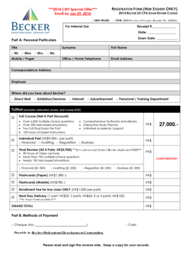 Becker US CPA Exam Review Course Registration Form
