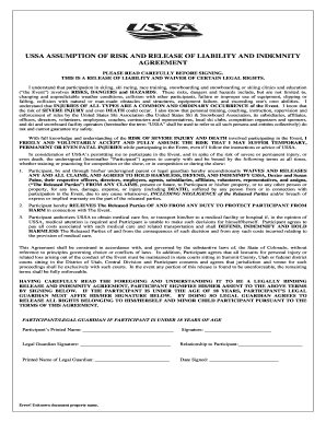 USSA Assumption of Risk and Release of Liability Agreement