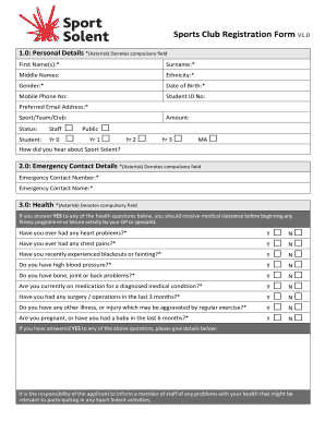 Sports Club Registration Form