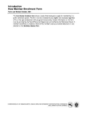 Massachusetts New Member Enrollment Form