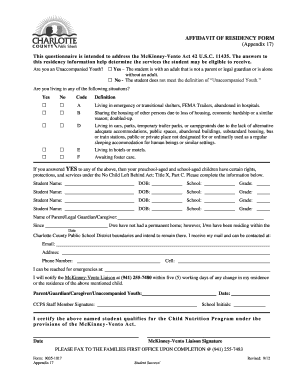 Affidavit of Residency Form