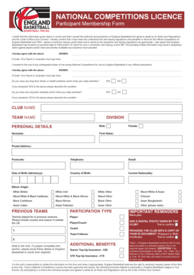 England Basketball National Competitions Licence
