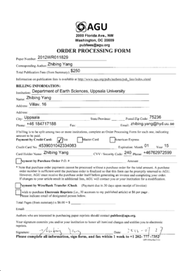 AGU Order Processing Form