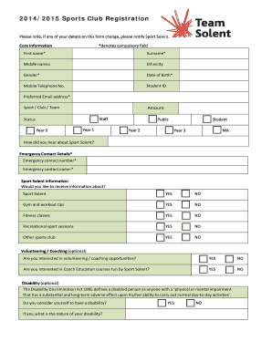 Sports Club Registration Form