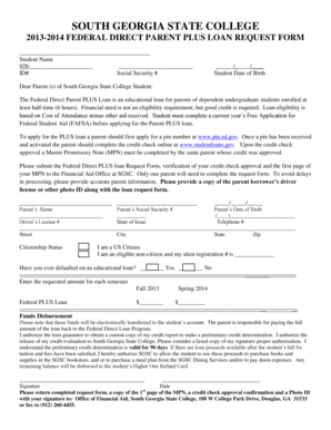 Federal Direct Parent PLUS Loan Request Form