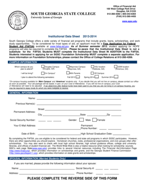 Institutional Data Sheet 2013-2014