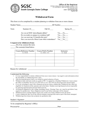 Student Withdrawal Form