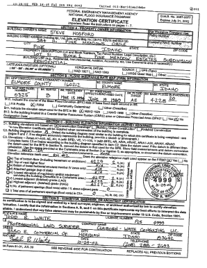 Federal Emergency Management Agency Building Elevation Certificate