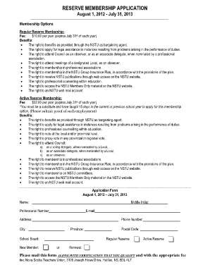 Reserve Membership Application