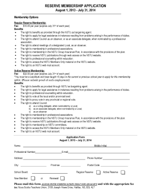 Reserve Membership Application