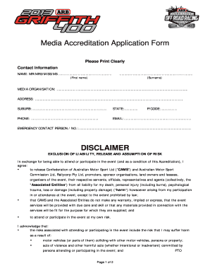 Media Accreditation Application Form