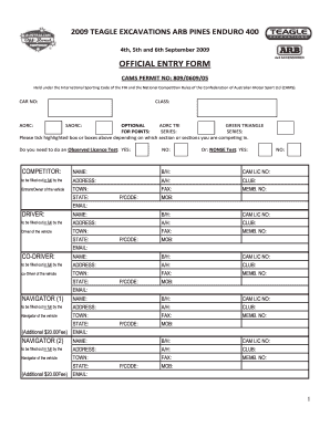 Vehicle Entry Form