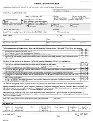 Influenza Vaccine Consent Form