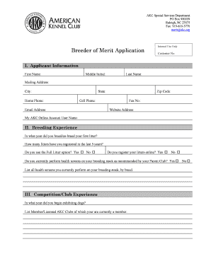 Breeder of Merit Application