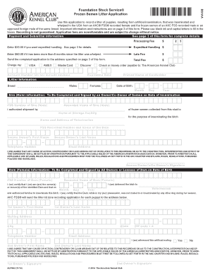 AKC Frozen Semen Litter Application