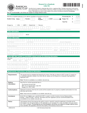 Request for a Duplicate Litter Kit