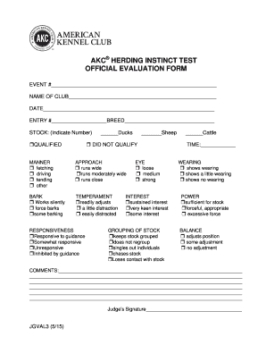 AKC Herding Instinct Test Evaluation Form