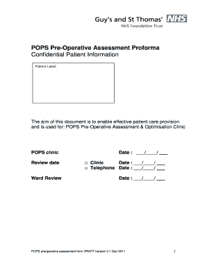 POPS Pre-Operative Assessment Form