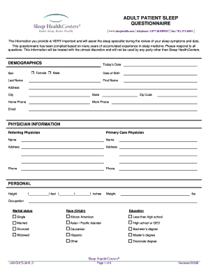 Adult Patient Sleep Questionnaire