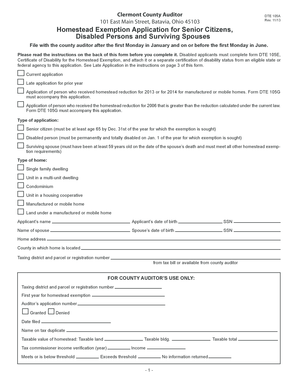 Ohio Homestead Exemption Application