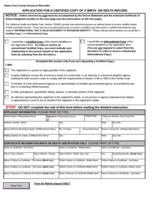 California Birth or Death Record Application