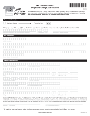 AKC Dog Name Change Authorization