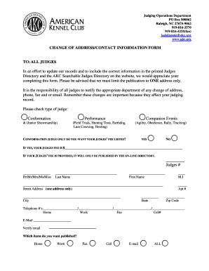 AKC Change of Address Form