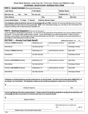 Sheet Metal Workers’ Local Union No. 73 Beneficiary Designation Form