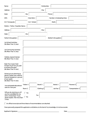 Scholarship Application Form