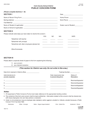 Clark County School District Public Concern Form