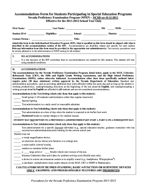 IEP Accommodations Form