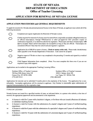 Nevada Teacher License Renewal Application