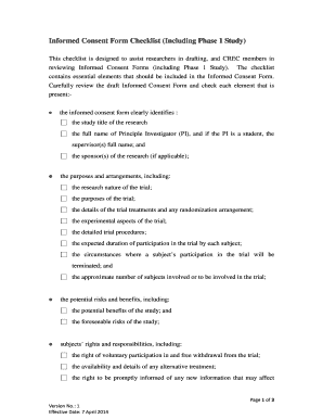 Informed Consent Form Checklist
