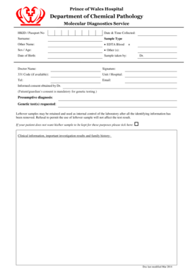 Molecular Diagnostics Request Form