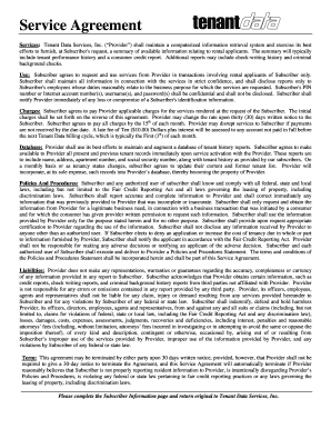 Tenant Data Services Agreement