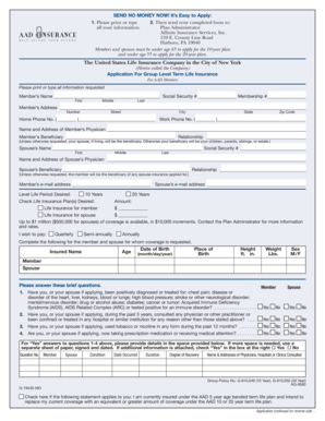 Application For Group Level Term Life Insurance
