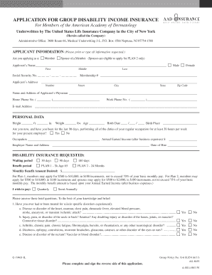 Group Disability Income Insurance Application