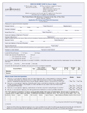 Application For Group Level Term Life Insurance