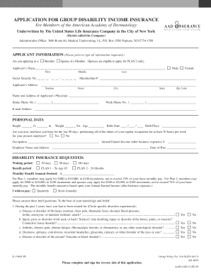 Group Disability Income Insurance Application