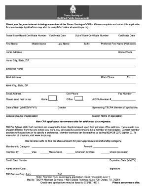 Texas Society of CPAs Membership Application